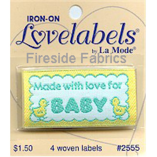 4 LABELS - MADE WITH LOVE FOR BABY - IRON ON
